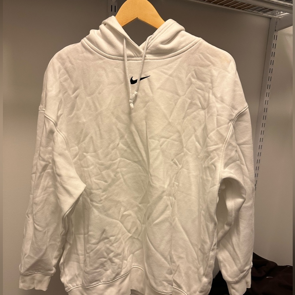 White Nike Center Swoosh Hoodie Size Large